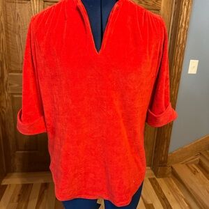 Vintage velvet/terry cloth type material Vibrant Red Women's Top